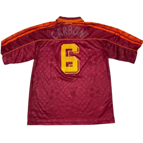 TRICOU AS ROMA 1995/96 HOME CARBONI #6 L - imagine 2