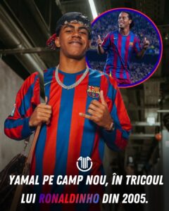 Un omagiu pentru Ronaldinho. ♥️💙Lamine Yamal și colegii lui au purtat astăzi tricoul legendarul